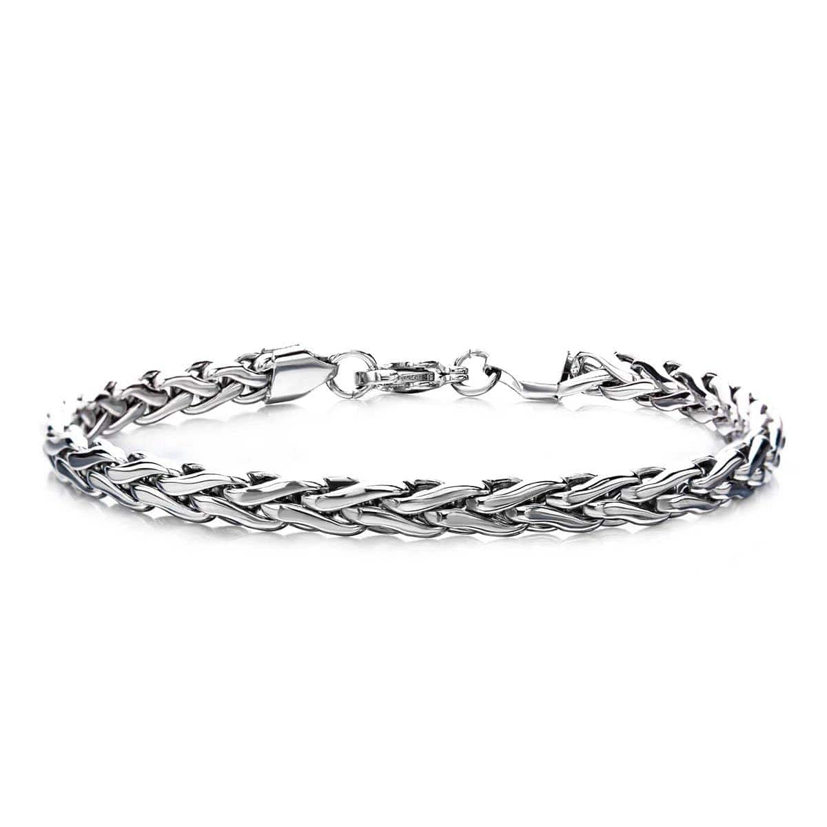 INOX JEWELRY Bracelets Silver Tone Stainless Steel 6mm Spiga Chain Link Bracelet BR21601S