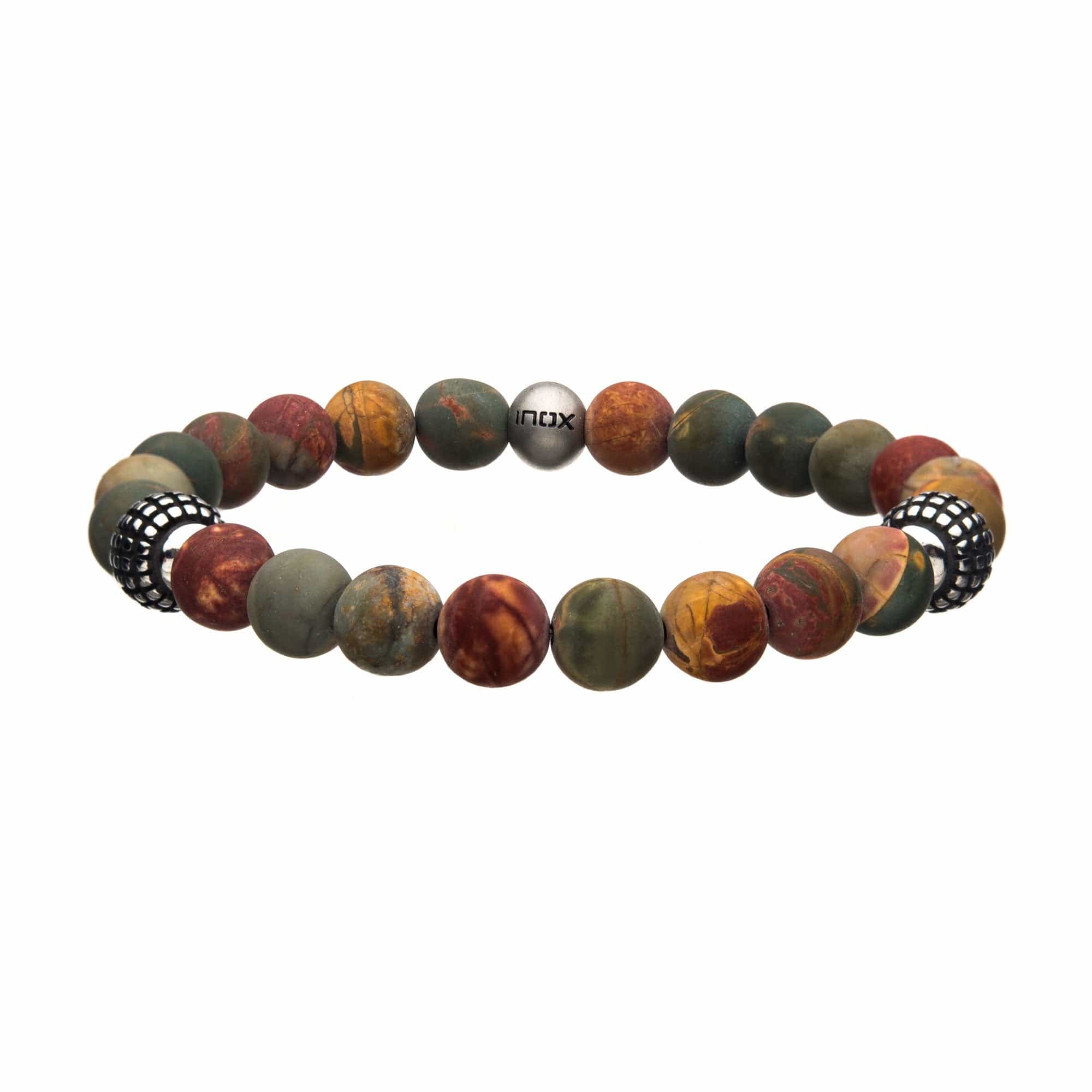 Buy Men's 8mm Light Piccaso Jasper Bead Bracelet online INOX Jewelry