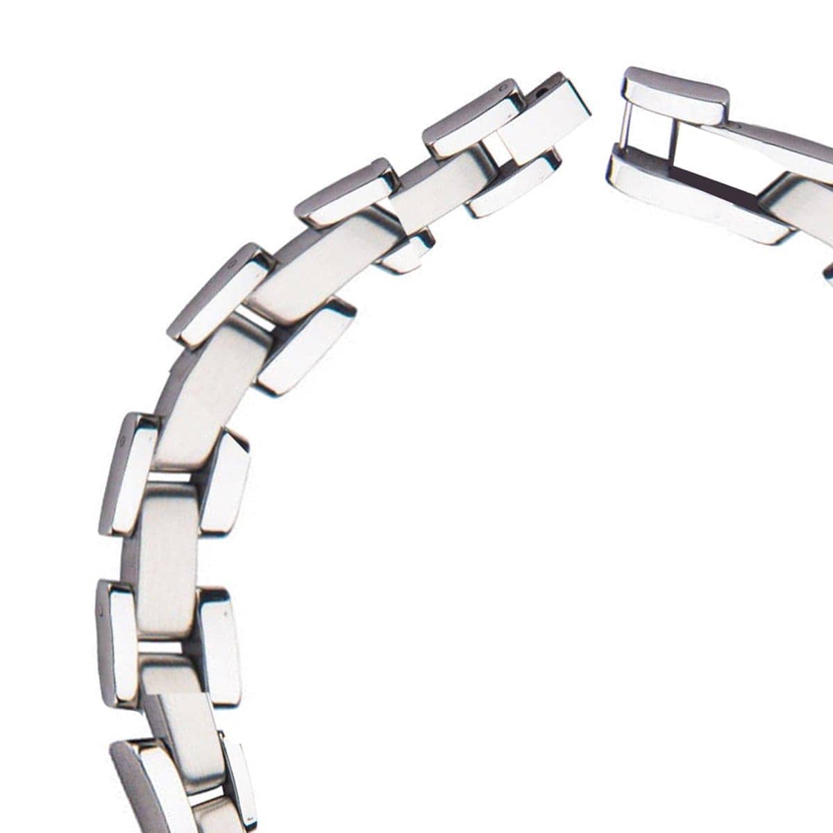 INOX JEWELRY Bracelets Silver Tone Stainless Steel and Black Carbon Graphite with Inlayed Cross ID Bracelet BRCF0015