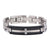 INOX JEWELRY Bracelets Silver Tone Stainless Steel and Black Carbon Graphite with Inlayed Cross ID Bracelet BRCF0015