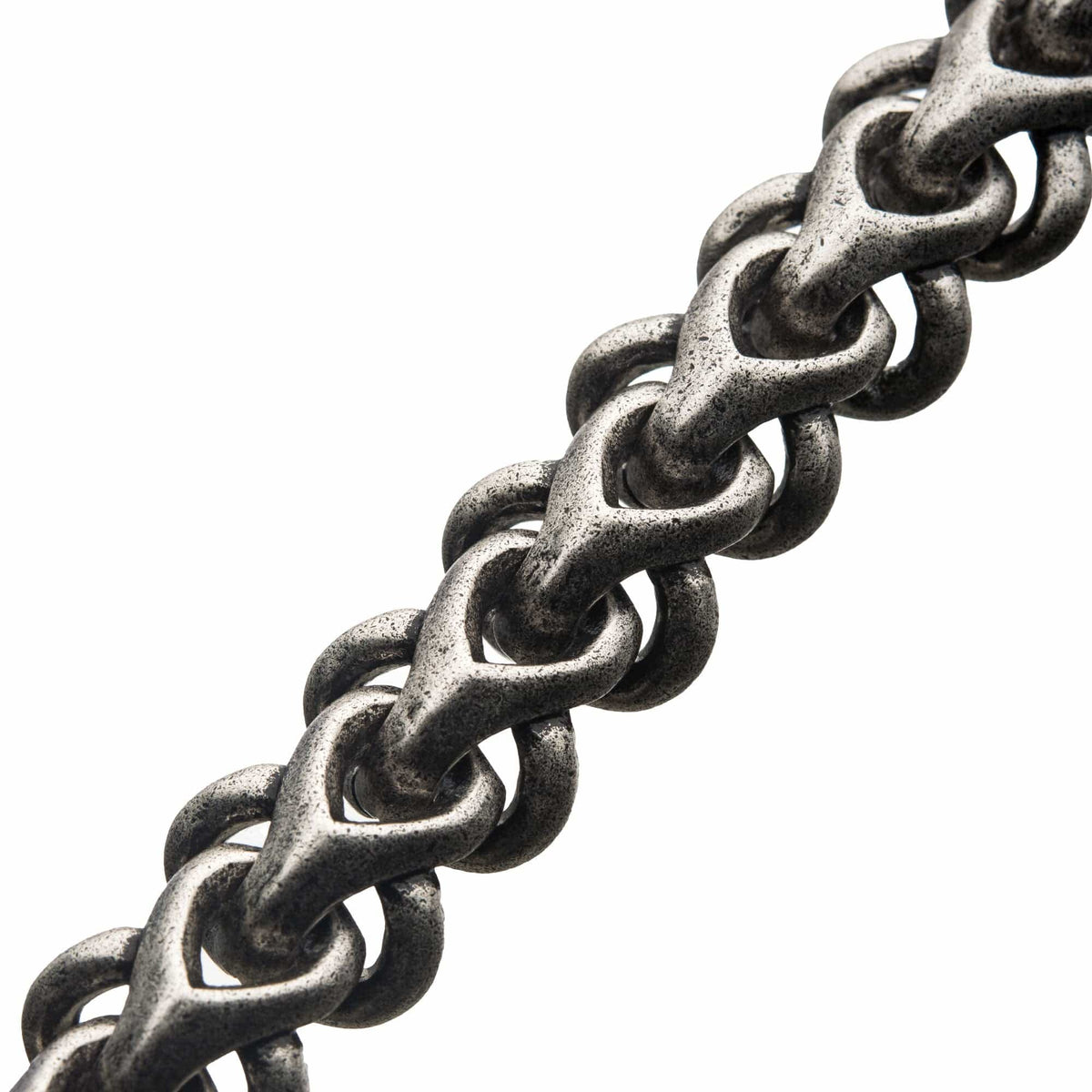 INOX JEWELRY Bracelets Silver Tone Stainless Steel Antique Finish Colossi Collection Armor Link Bracelet BRSTDB9M-85