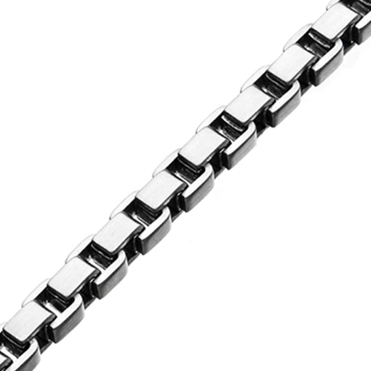INOX JEWELRY Bracelets Silver Tone Stainless Steel Bold Box Bracelet BRLT007L