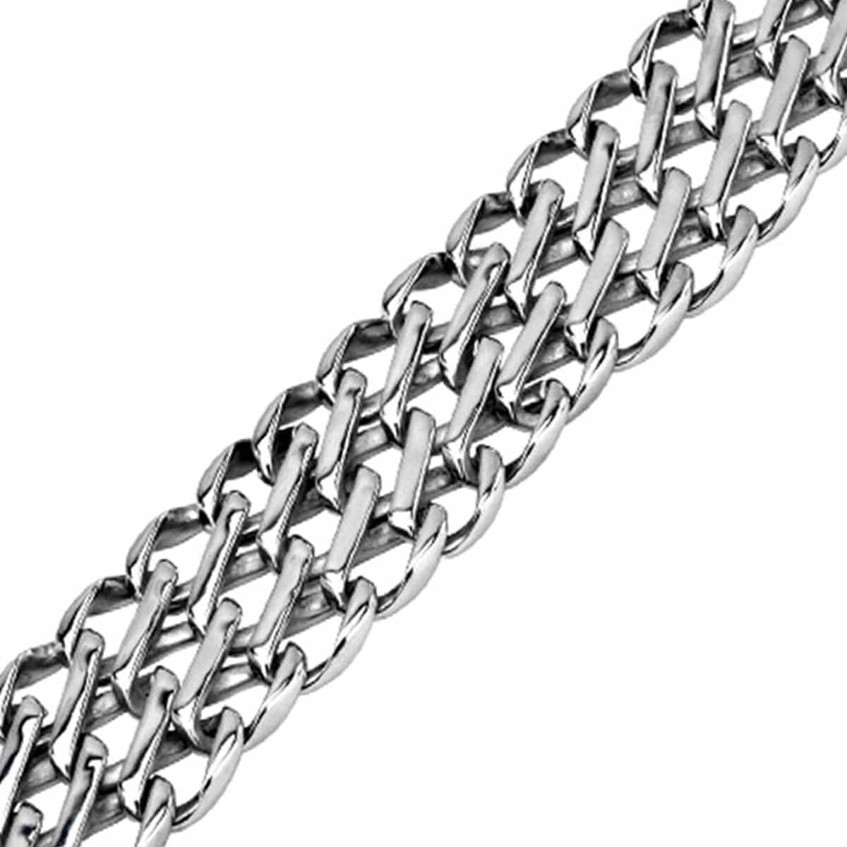 INOX JEWELRY Bracelets Silver Tone Stainless Steel Chunky Open Weave Bracelet BRB020