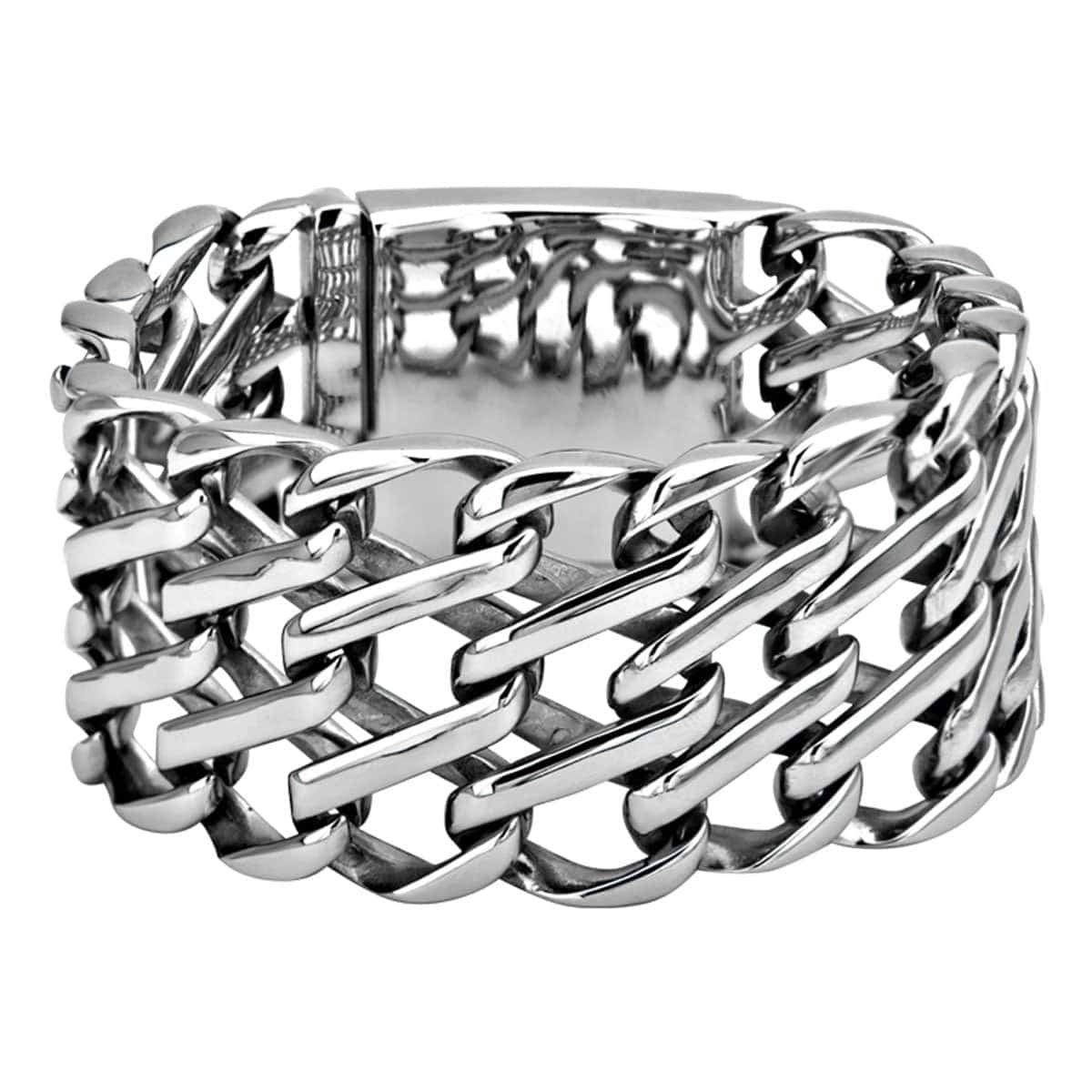 Men's Chunky Silver Bracelet Stainless Steel INOX Jewelry India