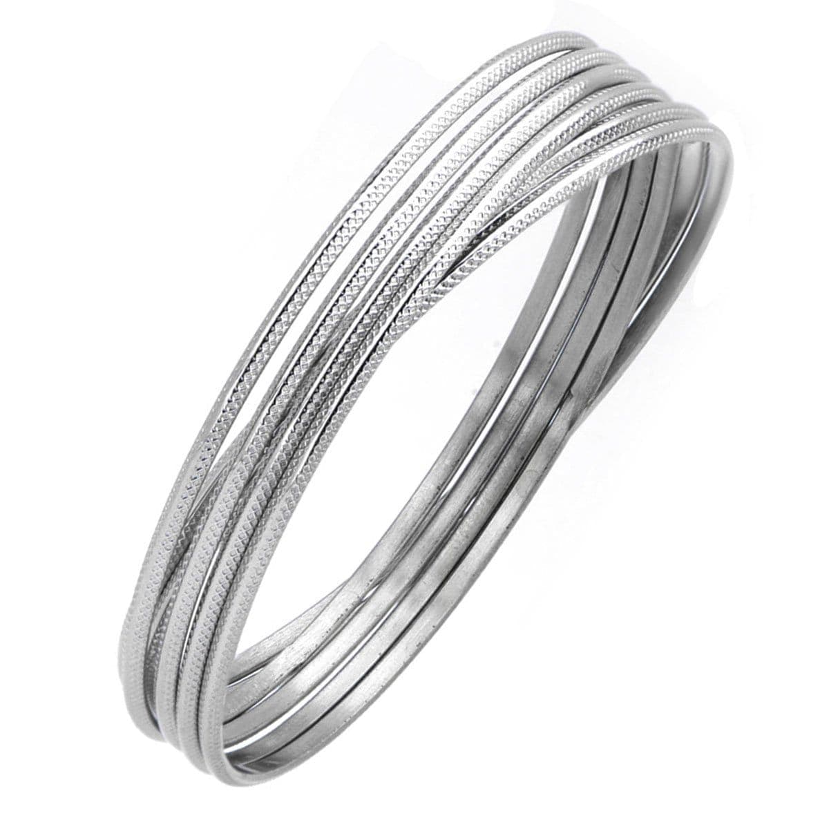 INOX JEWELRY Bracelets Silver Tone Stainless Steel Connected Six Kadaa Set BR13099