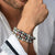 INOX JEWELRY Bracelets Silver Tone Stainless Steel Cross and Multicolored Lava Bead Bracelet BR158CRS