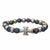 INOX JEWELRY Bracelets Silver Tone Stainless Steel Cross and Multicolored Lava Bead Bracelet BR158CRS