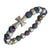 INOX JEWELRY Bracelets Silver Tone Stainless Steel Cross and Multicolored Lava Bead Bracelet BR158CRS