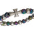 INOX JEWELRY Bracelets Silver Tone Stainless Steel Cross and Multicolored Lava Bead Bracelet BR158CRS