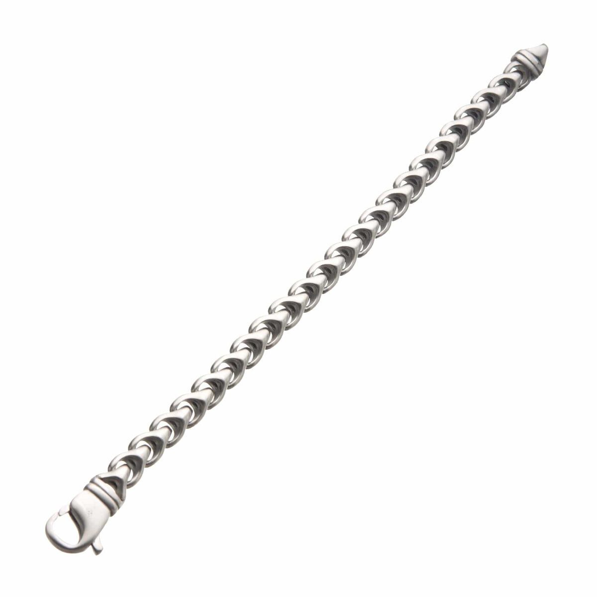 INOX JEWELRY Bracelets Silver Tone Stainless Steel Matte Finish 10mm Large Chain Bracelet BRSTV10M-85