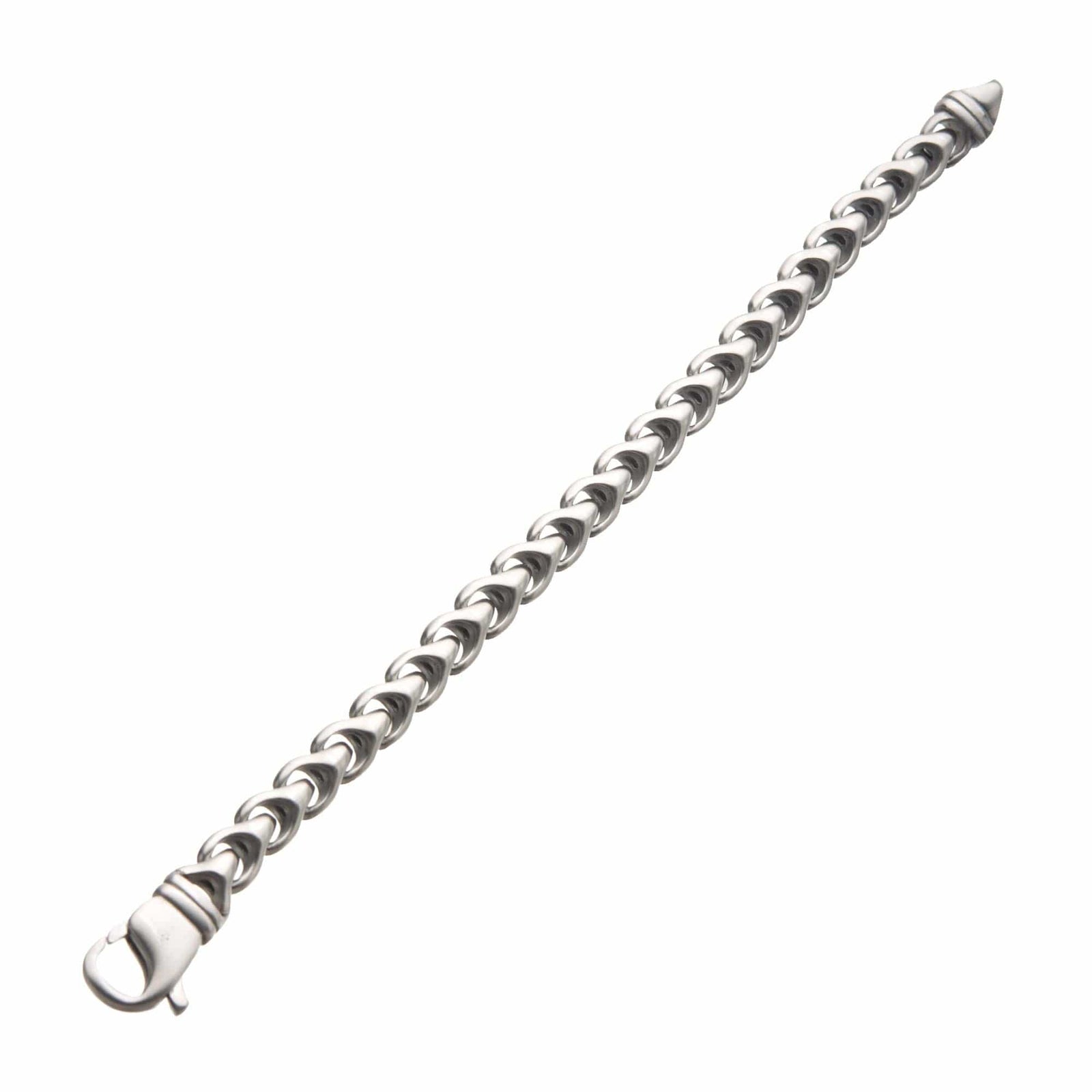 INOX JEWELRY Bracelets Silver Tone Stainless Steel Matte Finish 10mm Large Chain Bracelet BRSTV10M-85