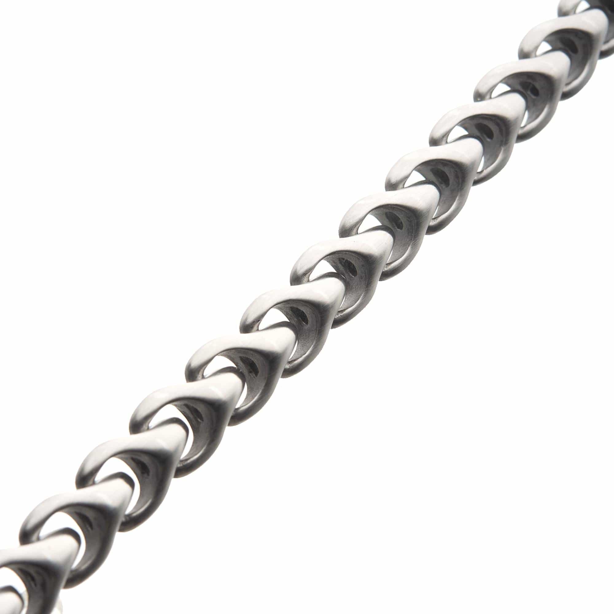 INOX JEWELRY Bracelets Silver Tone Stainless Steel Matte Finish 10mm Large Chain Bracelet BRSTV10M-85