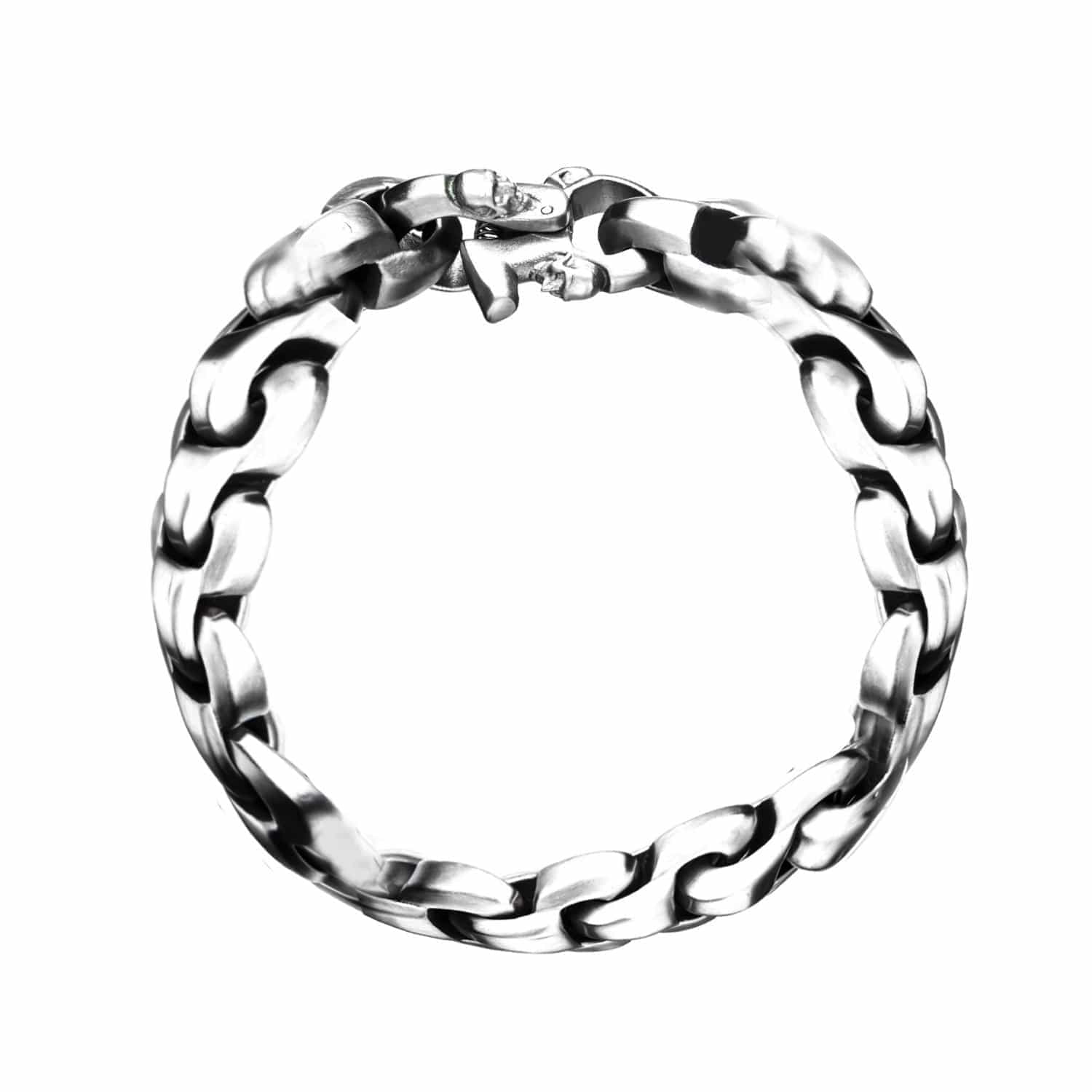 INOX JEWELRY Bracelets Silver Tone Stainless Steel Matte Finish Skull Clasp Detail Bracelet BRLT010M