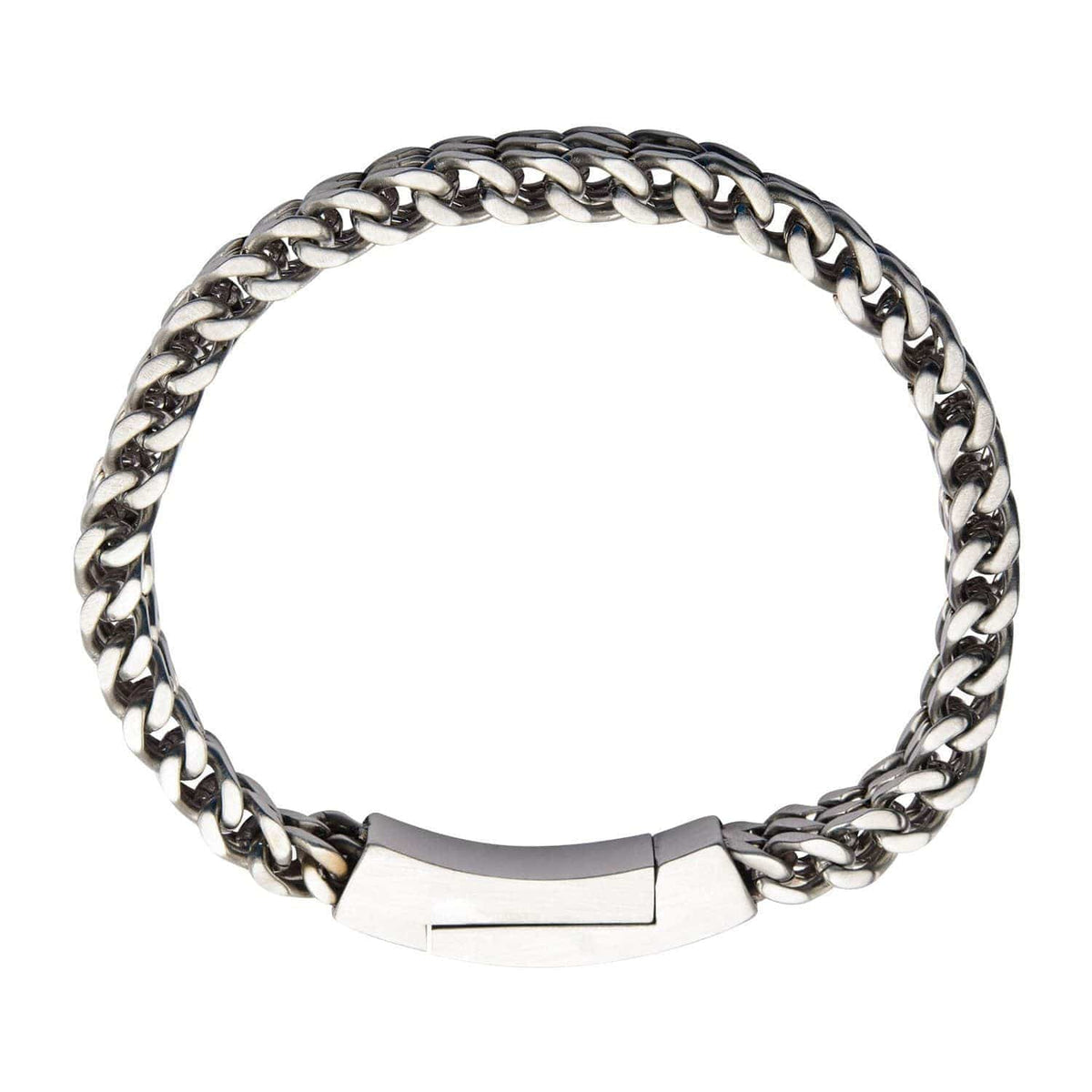 INOX JEWELRY Bracelets Silver Tone Stainless Steel Triple Curb Chain Bracelet BRLS501