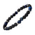 INOX JEWELRY Bracelets Silver Tone Stainless Steel with Blue Tiger's Eye and Black Molten Lava Bead Bracelet BR146TEB