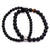 INOX JEWELRY Bracelets Silver Tone Stainless Steel with Tiger's Eye and Black Onyx Double Strand Stretch Bracelet BR5139