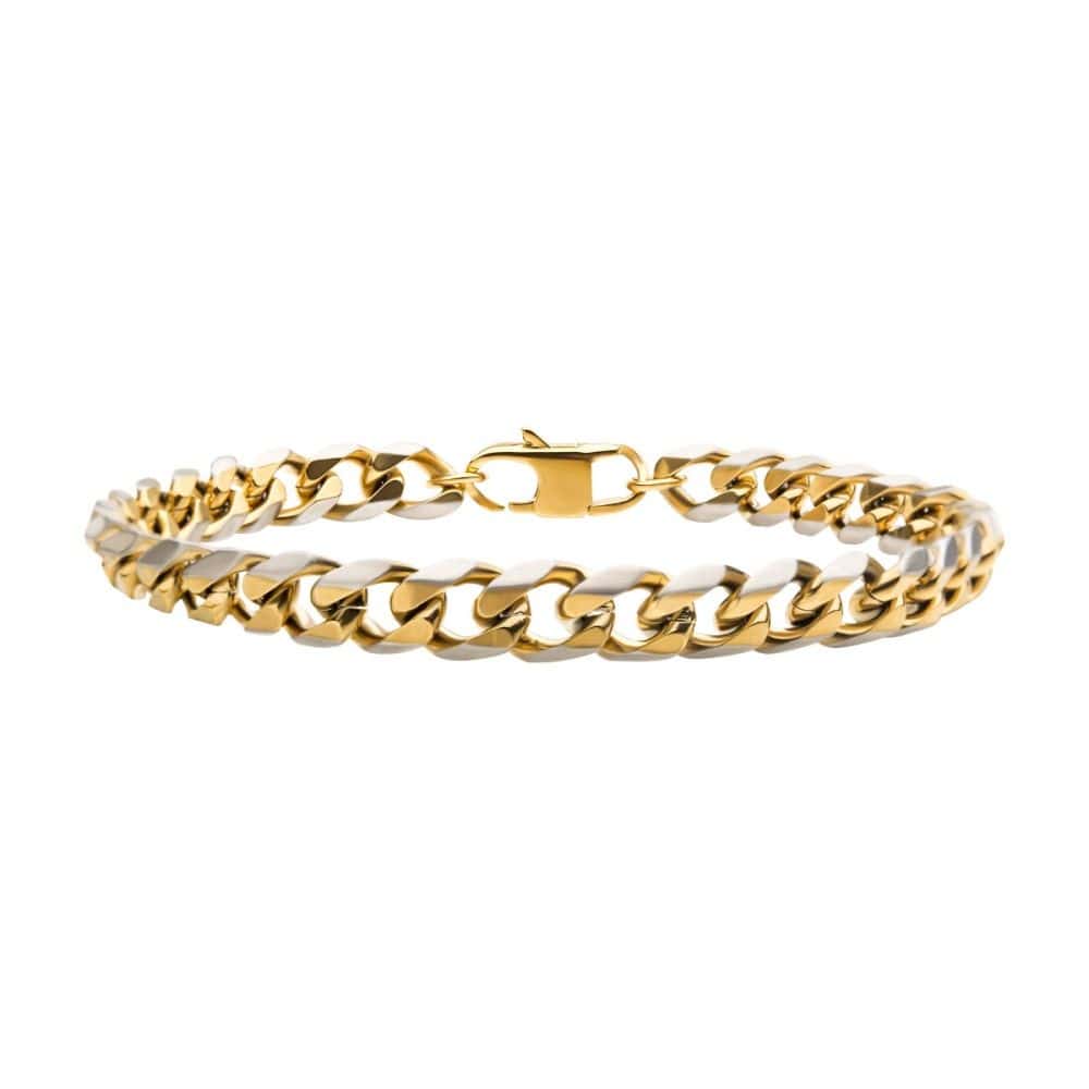 Buy Stainless Steel Gold IP 8mm Curb Chain with Lobster Clasp