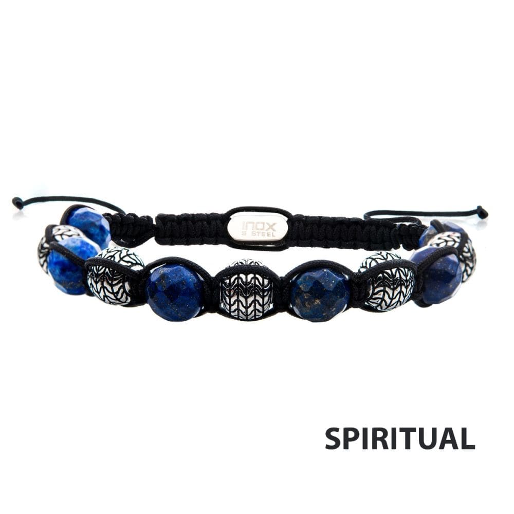 Buy Stainless Steel & Lapis Stone Bead Adjustable Braided Bracelet ...