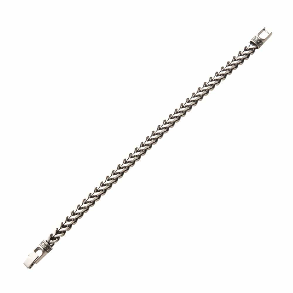 INOX JEWELRY Bracelets Stainless Steel Silver IP Franco Chain Bracelet BR36903-85