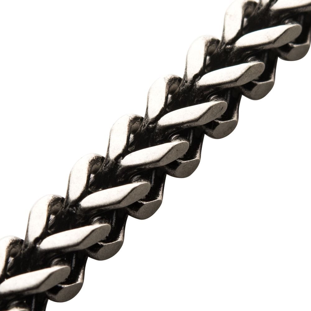 INOX JEWELRY Bracelets Stainless Steel Silver IP Franco Chain Bracelet BR36903-85