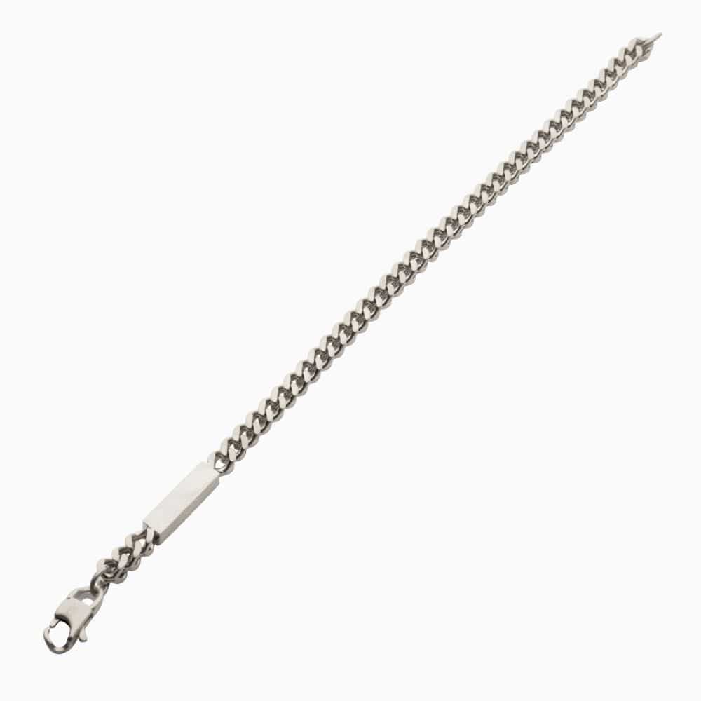 INOX JEWELRY Bracelets Steel Engravable ID Block with Franco Chain Bracelet BR38303