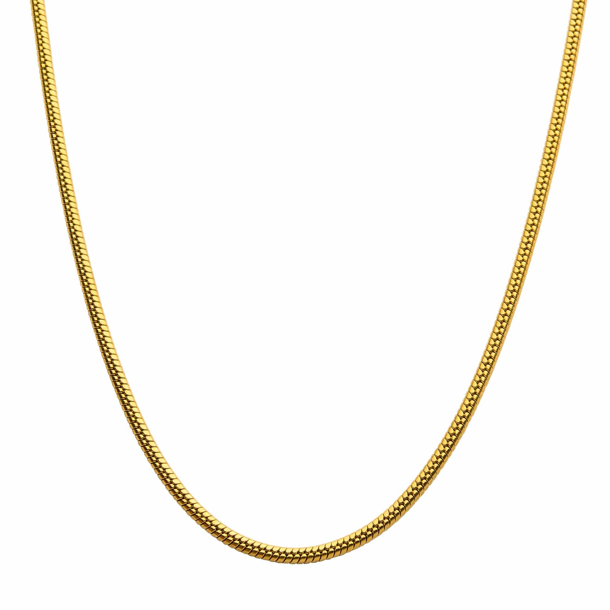 INOX JEWELRY Chains 18K Gold Ion Plated Stainless Steel 3mm Rattail Chain