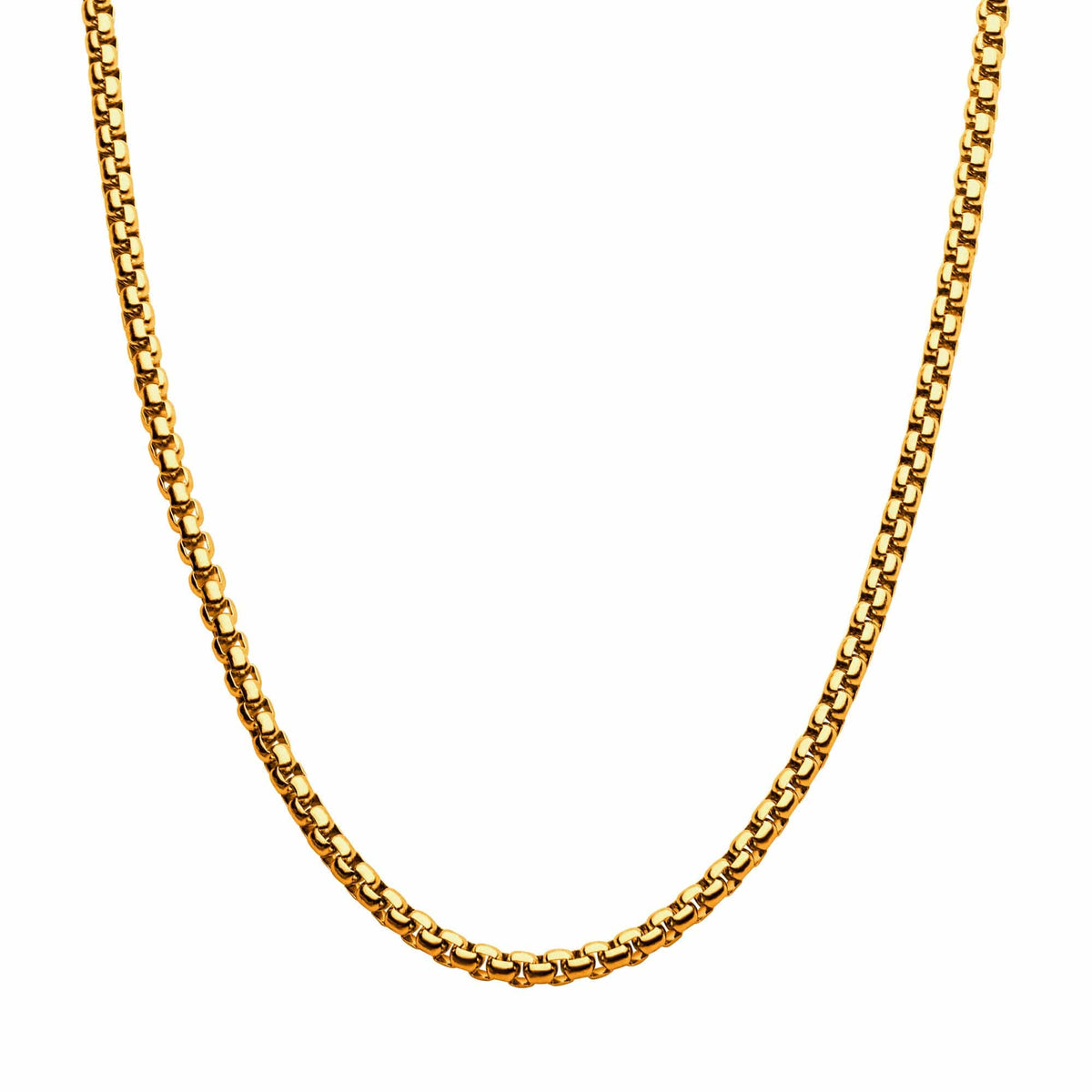 INOX JEWELRY Chains 18K Gold Ion Plated Stainless Steel 4mm Bold Box Chain