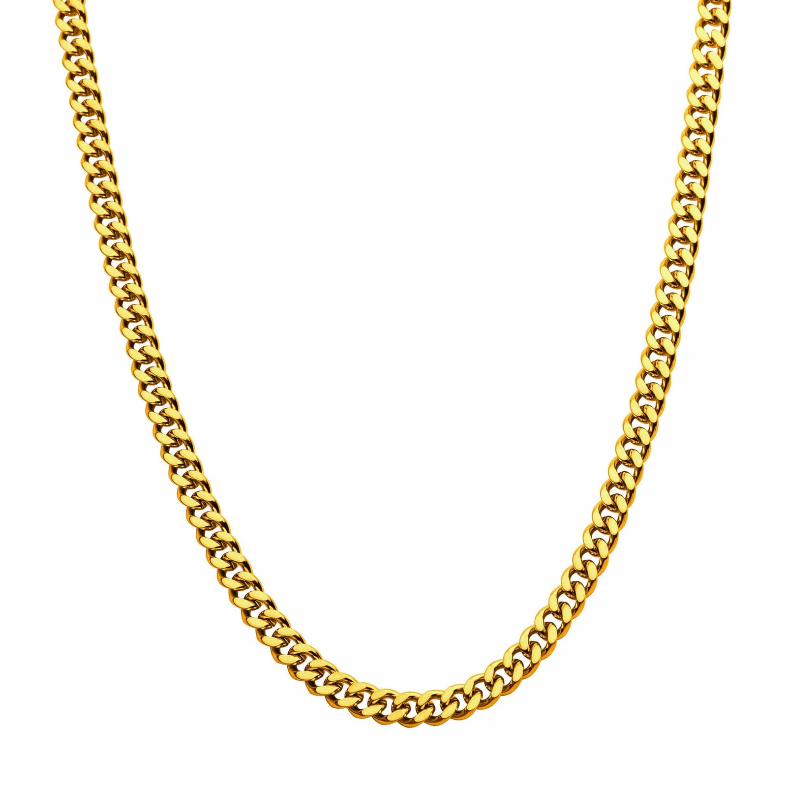 INOX JEWELRY Chains 18K Gold Ion Plated Stainless Steel 4mm Diamond Cut Curb Chain