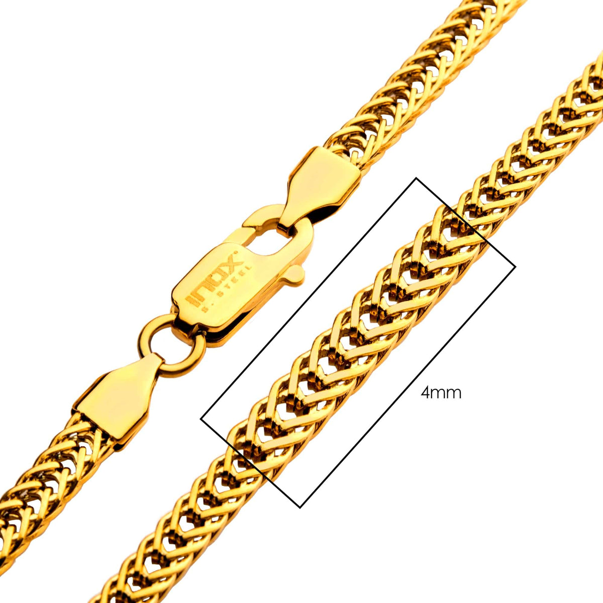 INOX JEWELRY Chains 18K Gold Ion Plated Stainless Steel 4mm Foxtail Chain
