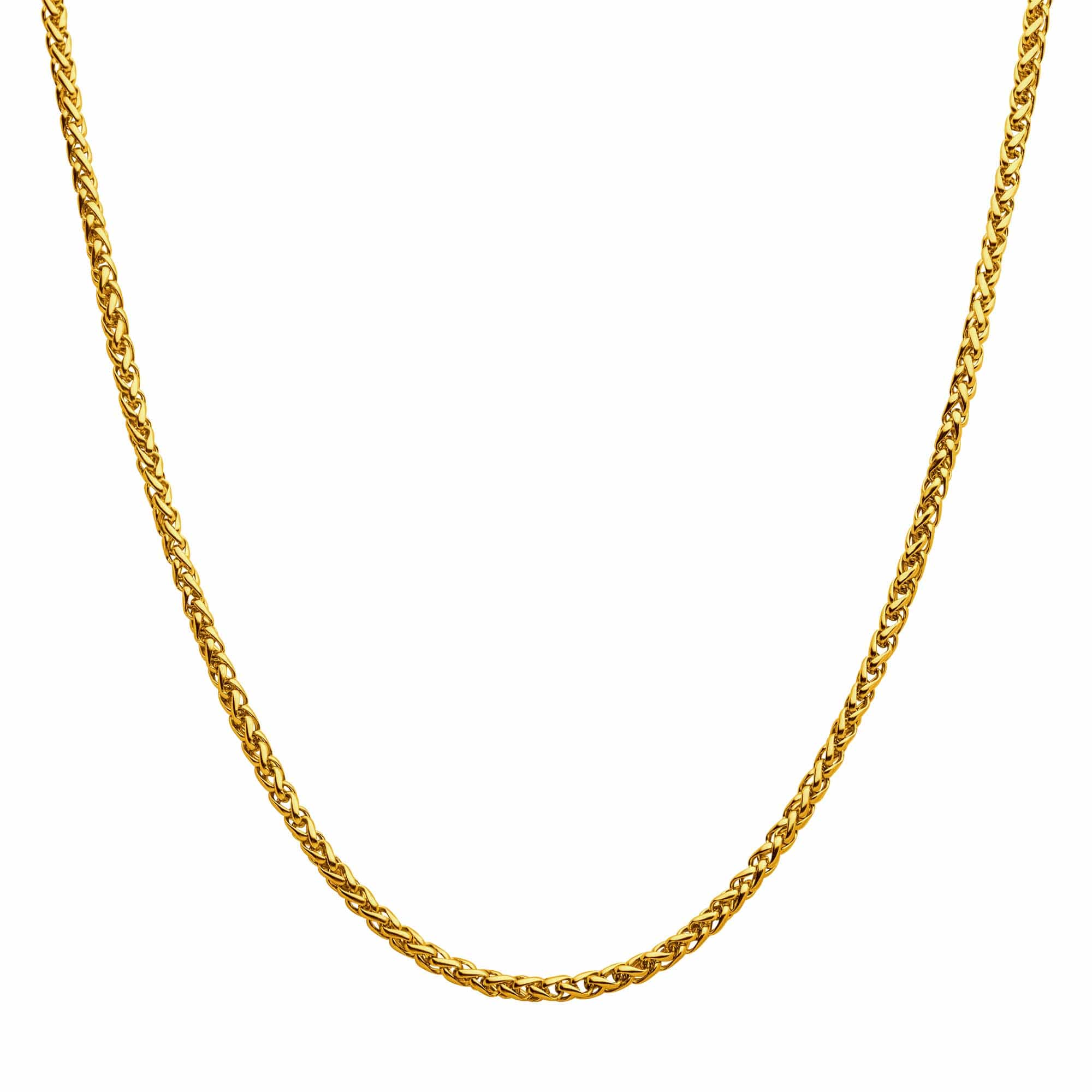 INOX JEWELRY Chains 18K Gold Ion Plated Stainless Steel 4mm Wheat Chain
