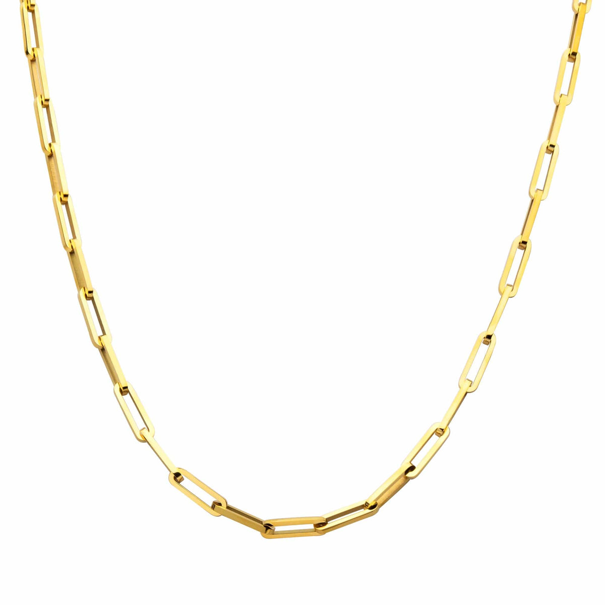 INOX JEWELRY Chains 18K Gold Ion Plated Stainless Steel 6mm Paperclip Link Chain