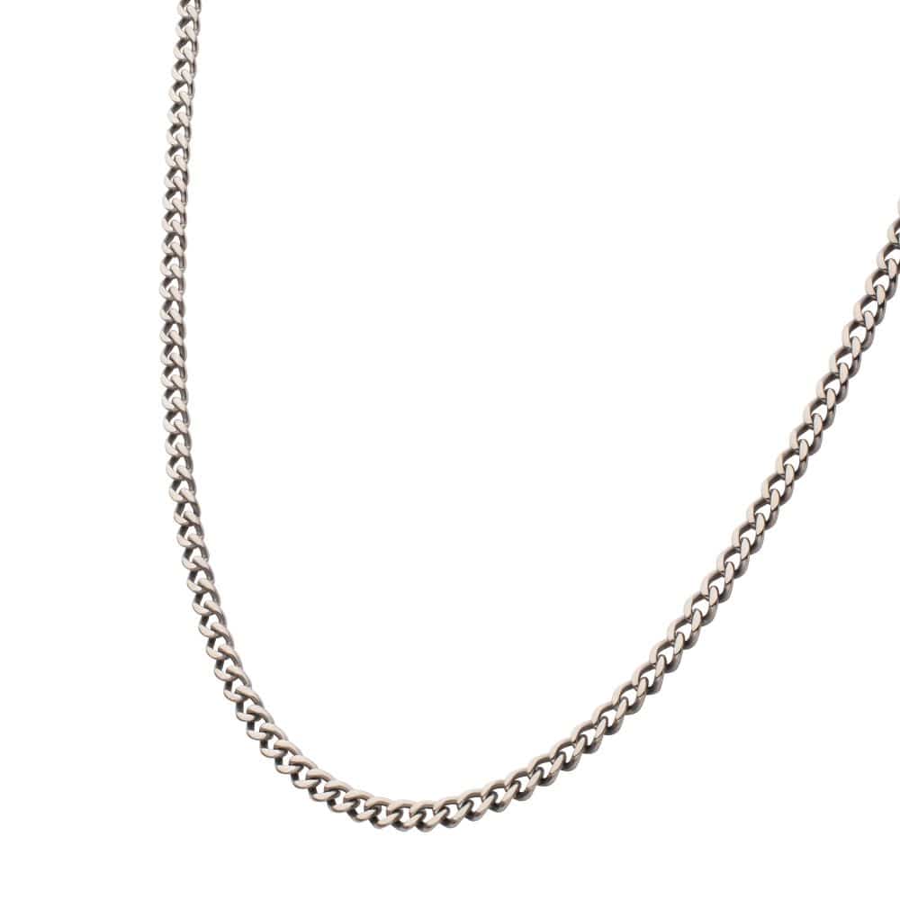 INOX JEWELRY Chains 3.5mm Titanium Flat Curb Chain Necklace