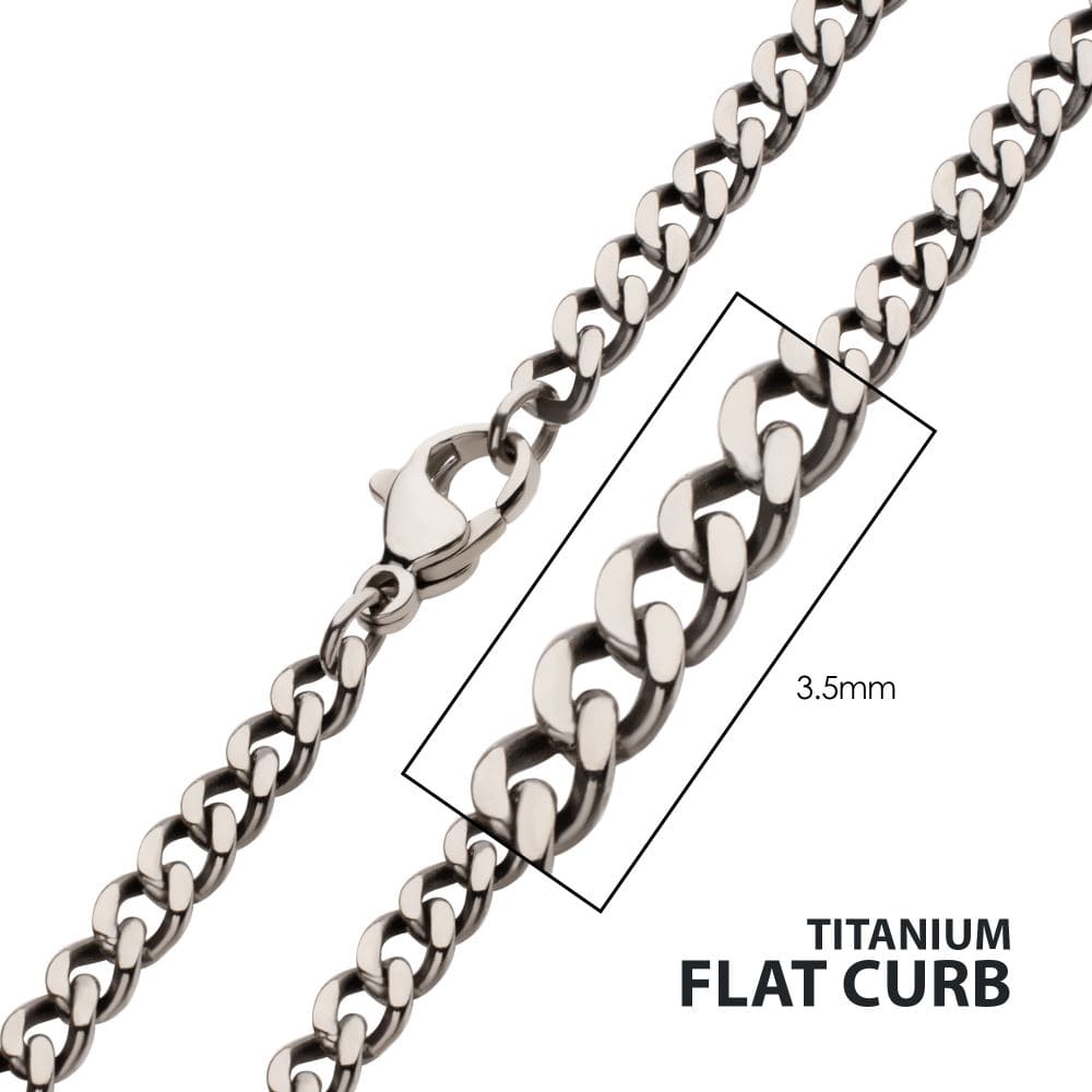 INOX JEWELRY Chains 3.5mm Titanium Flat Curb Chain Necklace