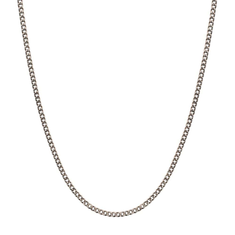 INOX JEWELRY Chains 3.5mm Titanium Flat Curb Chain Necklace