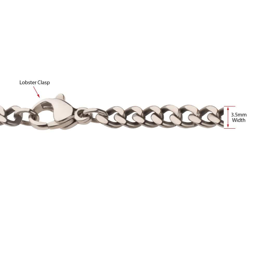 INOX JEWELRY Chains 3.5mm Titanium Flat Curb Chain Necklace