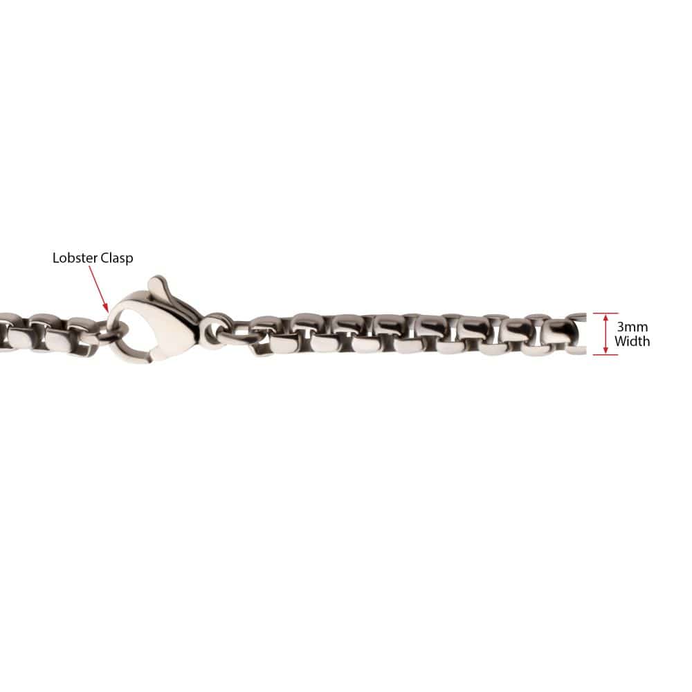 INOX JEWELRY Chains 3mm Titanium Box Chain Necklace