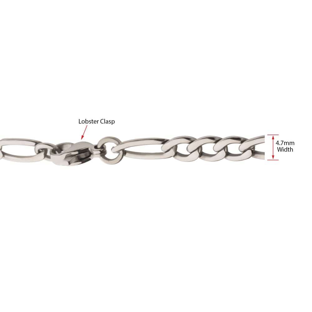 INOX JEWELRY Chains 4.7mm Titanium Figaro Chain Necklace