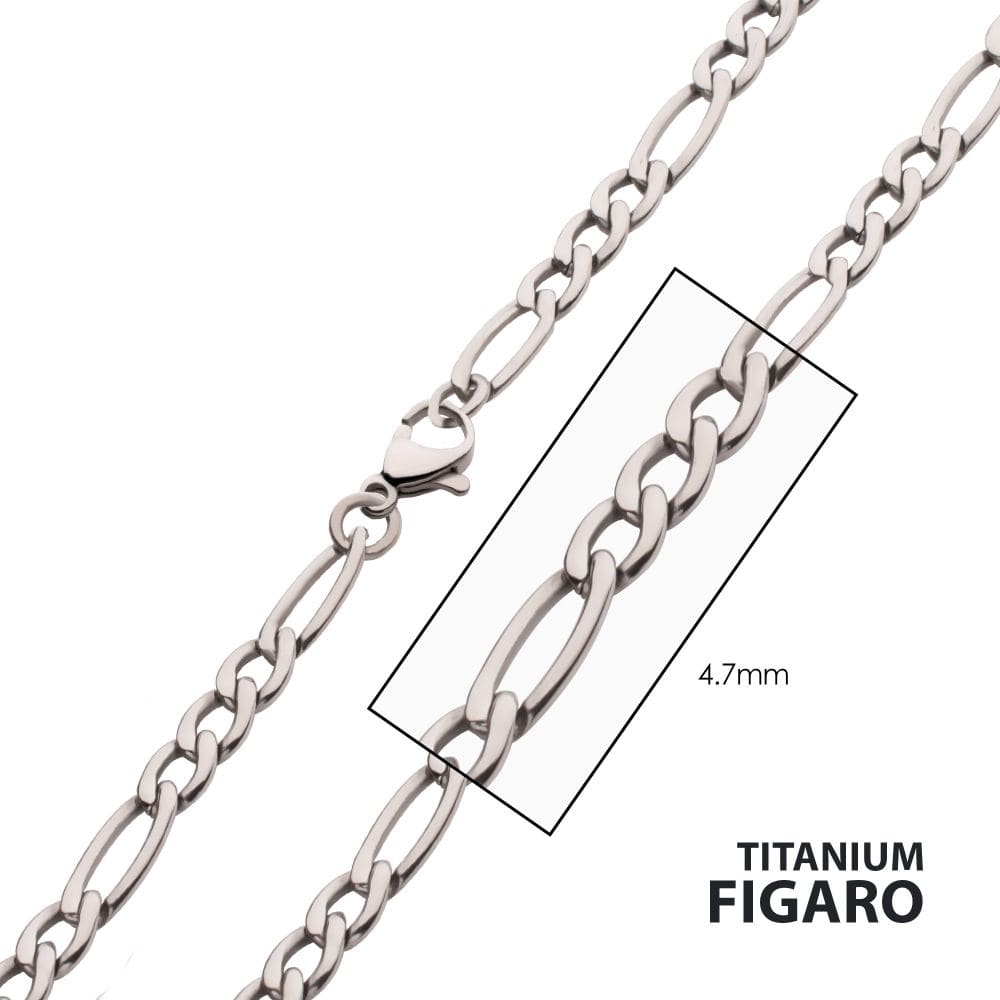 INOX JEWELRY Chains 4.7mm Titanium Figaro Chain Necklace