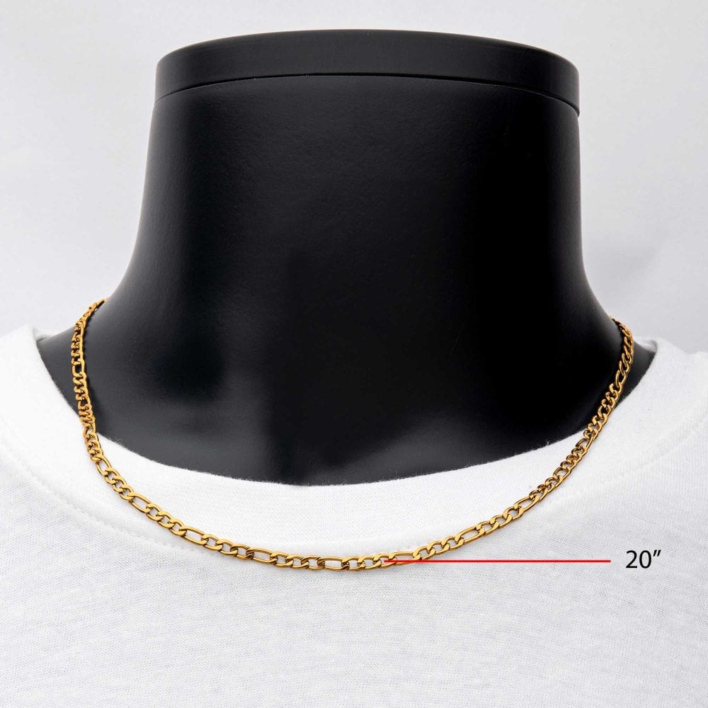 Buy 4mm 18Kt Gold IP Figaro Chain Necklace Online - INOX Jewelry