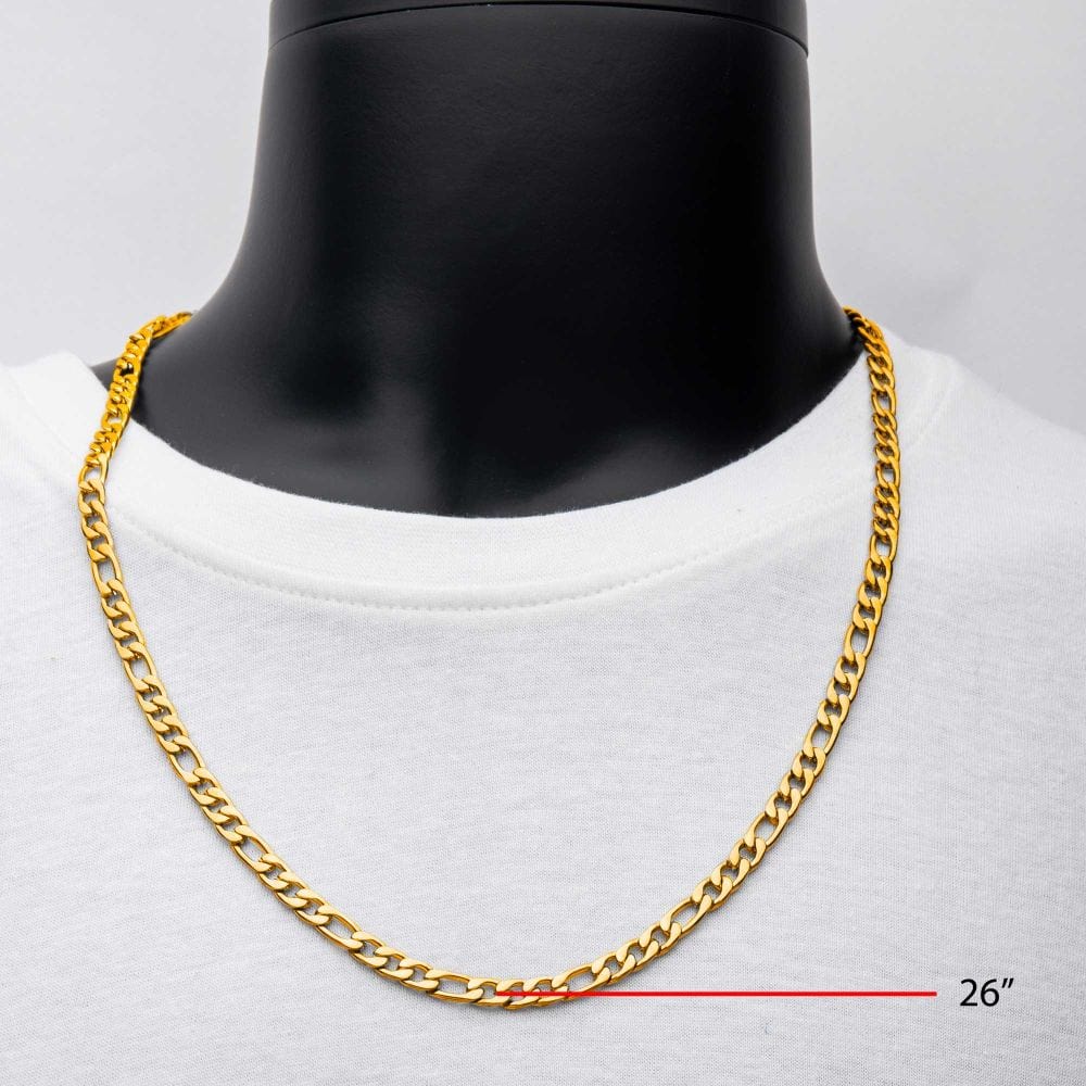 INOX JEWELRY Chains 6mm 18Kt Gold IP Figaro Chain Necklace