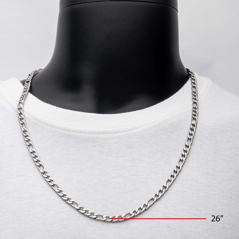 INOX JEWELRY Chains 6mm Steel Figaro Chain Necklace
