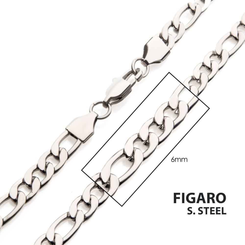 INOX JEWELRY Chains 6mm Steel Figaro Chain Necklace