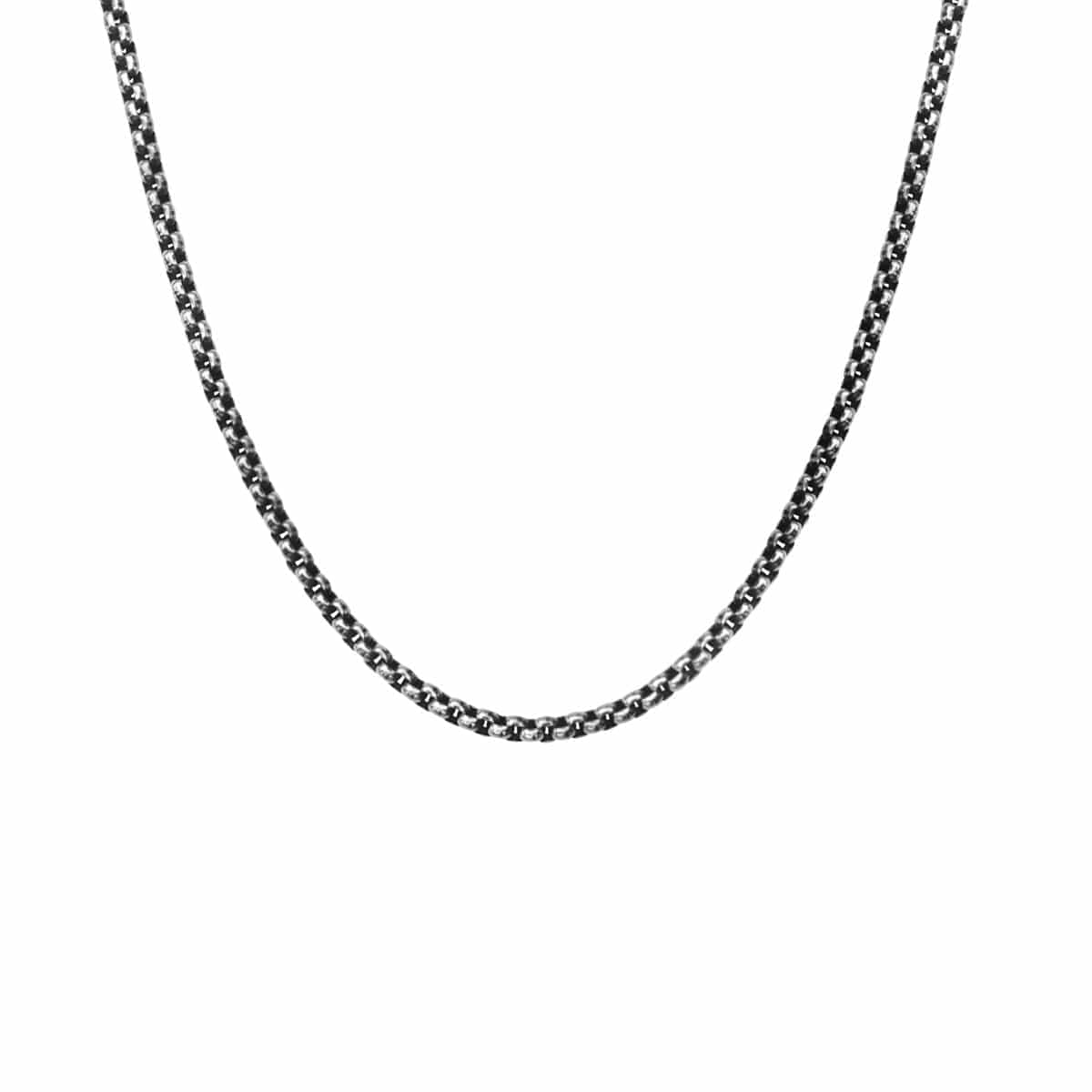 INOX JEWELRY Chains Antiqued Silver Tone Stainless Steel 3mm Bold Box Chain