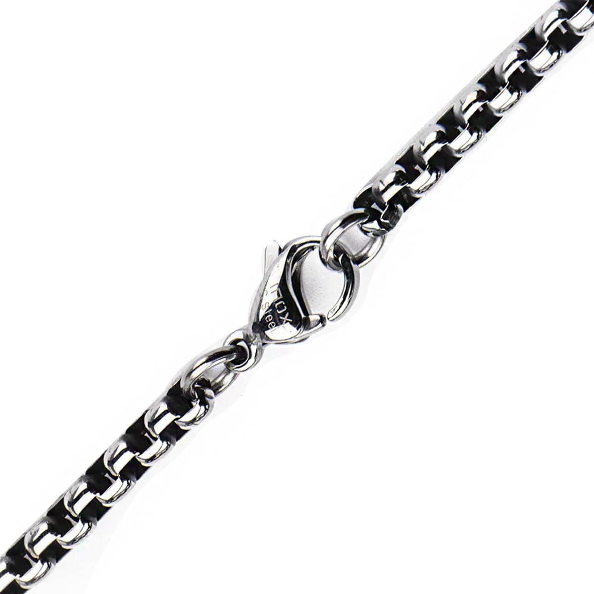 INOX JEWELRY Chains Antiqued Silver Tone Stainless Steel 3mm Bold Box Chain