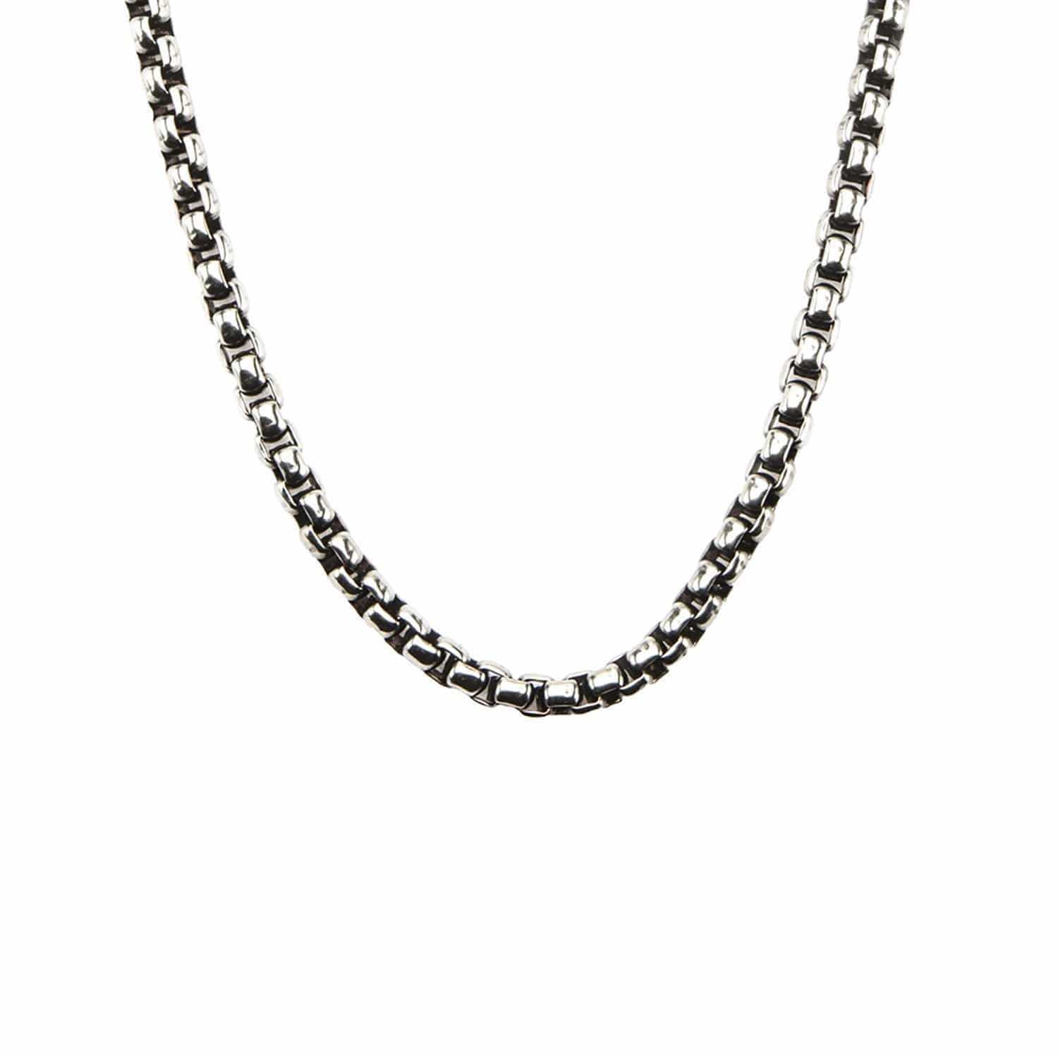 Buy Men's Silver Tone Stainless Steel 3mm Bold Box Chain Online
