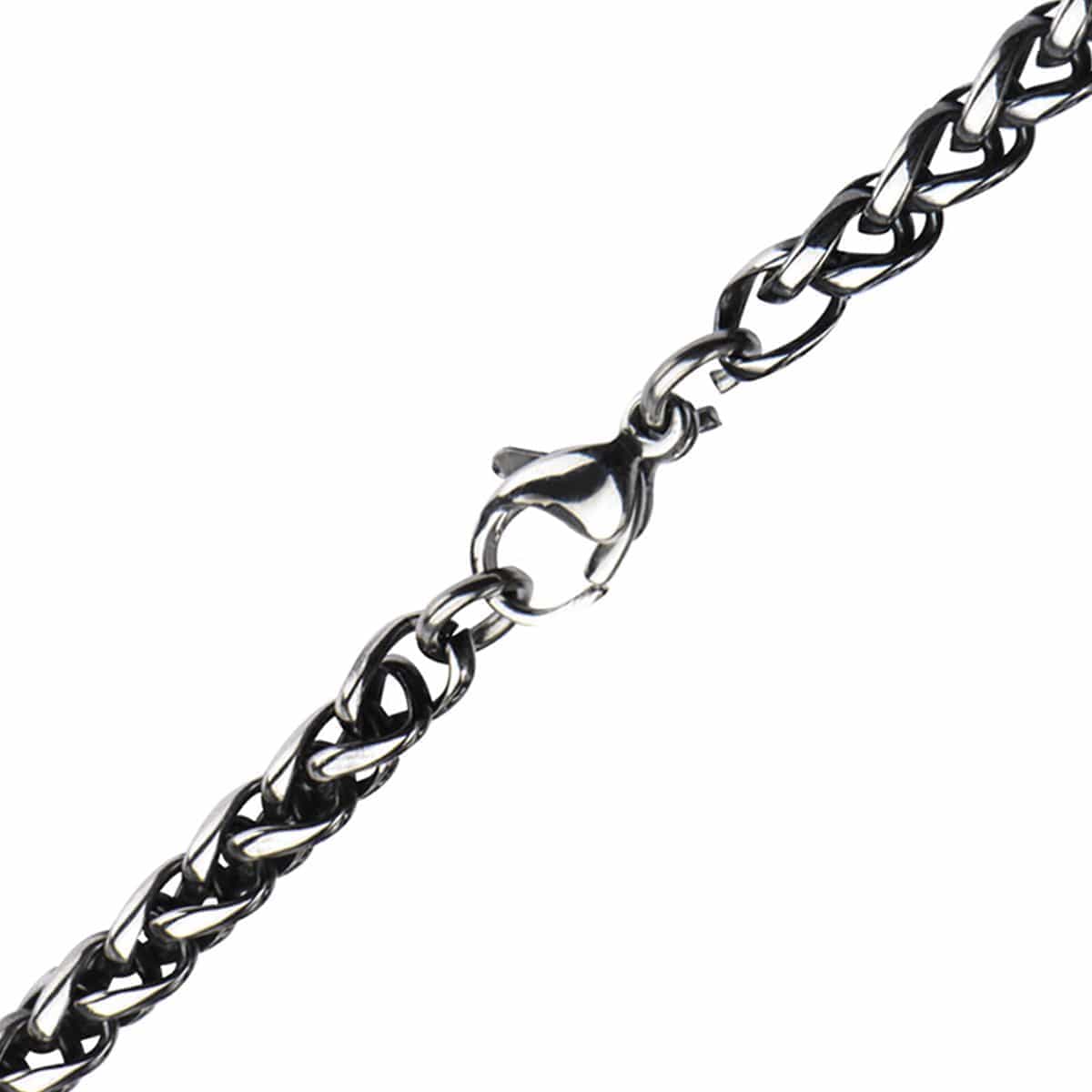 INOX JEWELRY Chains Antiqued Silver Tone Stainless Steel 4mm Wheat Chain NSTC9235-20