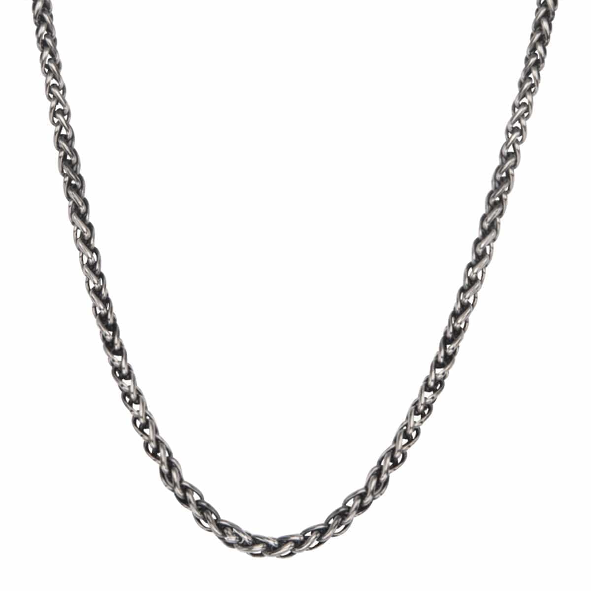 INOX JEWELRY Chains Antiqued Silver Tone Stainless Steel 4mm Wheat Chain NSTC9235-20