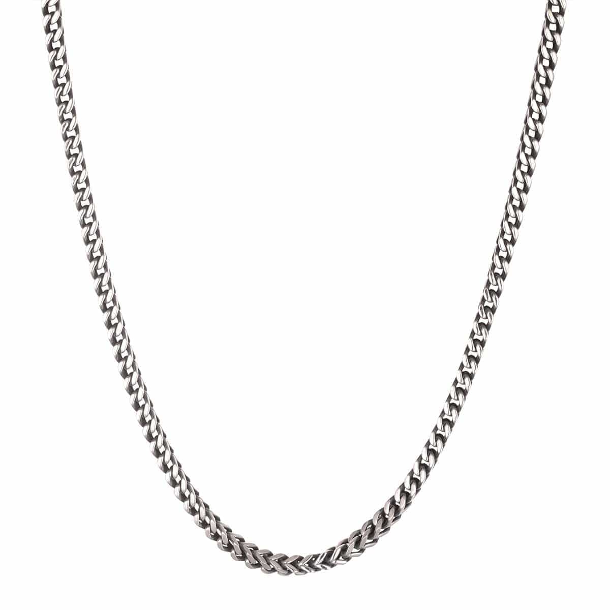 INOX JEWELRY Chains Antiqued Silver Tone Stainless Steel 5mm Franco Link Chain NSTC9236-20