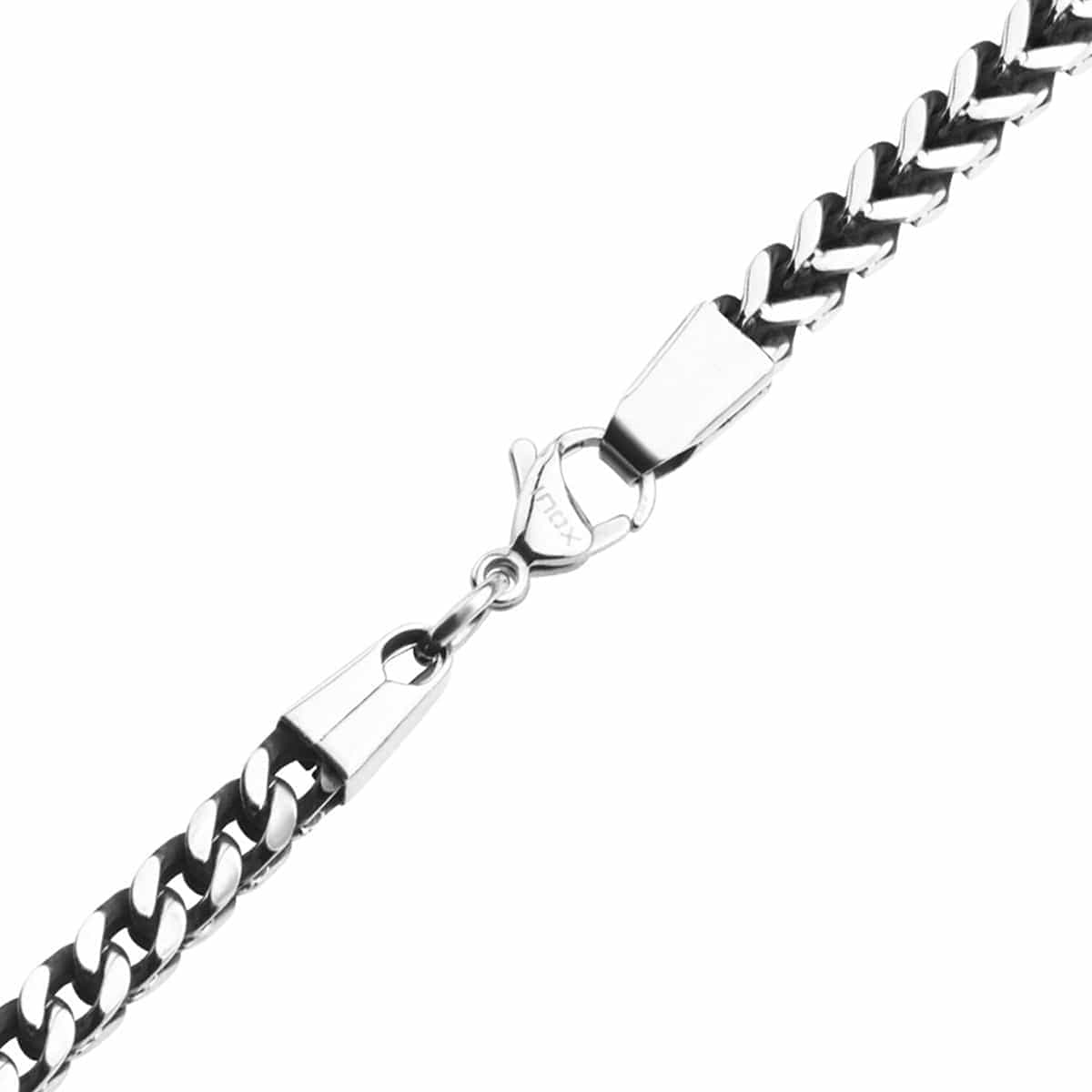 INOX JEWELRY Chains Antiqued Silver Tone Stainless Steel 5mm Franco Link Chain NSTC9236-20