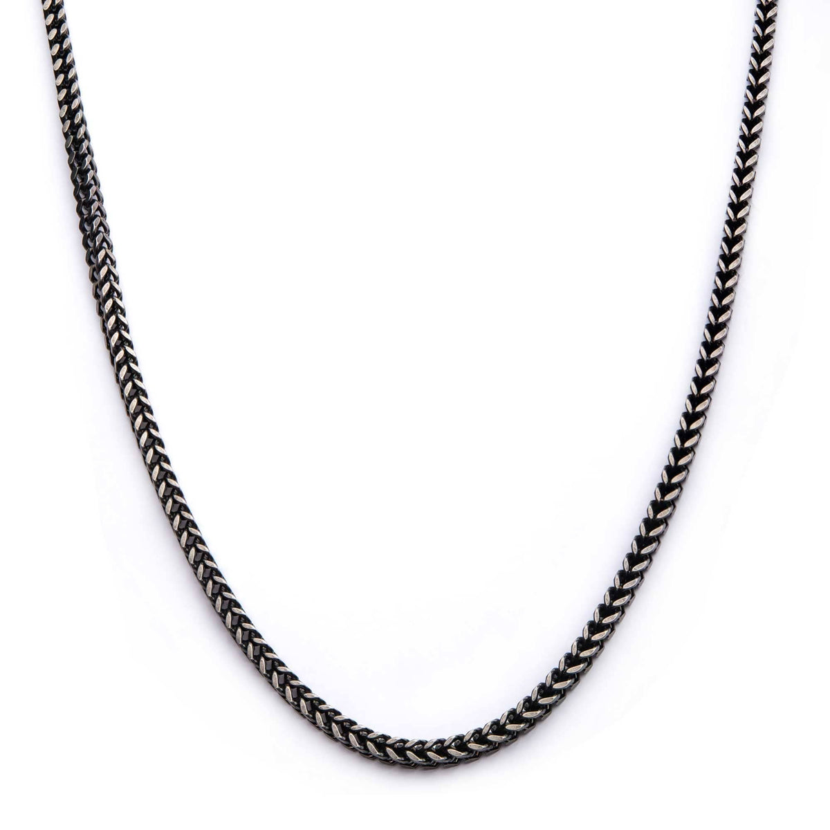 INOX JEWELRY Chains Antiqued Silver Tone Stainless Steel Oxidized Finish 4mm Franco Chain